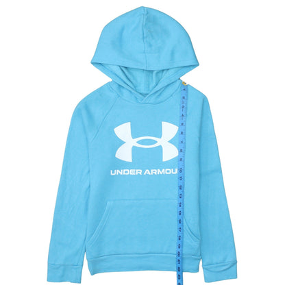 Under Armour Boys Blue Pullover Hoodie Size 10-11 Years Fleece Logo Sweatshirt