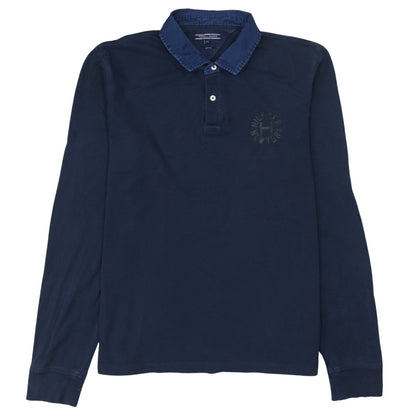 Tommy Hilfiger Men's Blue Slim Fit 2XL Long Sleeve Collared Polo Shirt