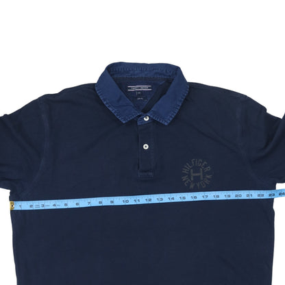 Tommy Hilfiger Men's Blue Slim Fit 2XL Long Sleeve Collared Polo Shirt