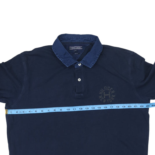 Tommy Hilfiger Men's Blue Slim Fit 2XL Long Sleeve Collared Polo Shirt