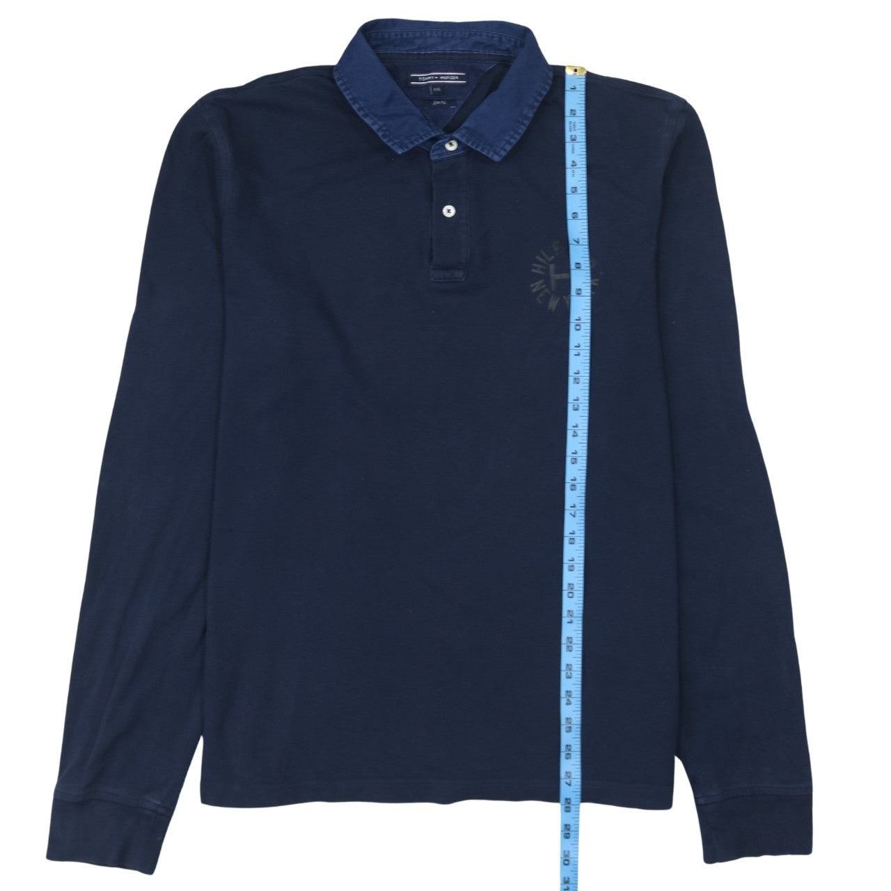 Tommy Hilfiger Men's Blue Slim Fit 2XL Long Sleeve Collared Polo Shirt