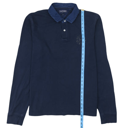 Tommy Hilfiger Men's Blue Slim Fit 2XL Long Sleeve Collared Polo Shirt