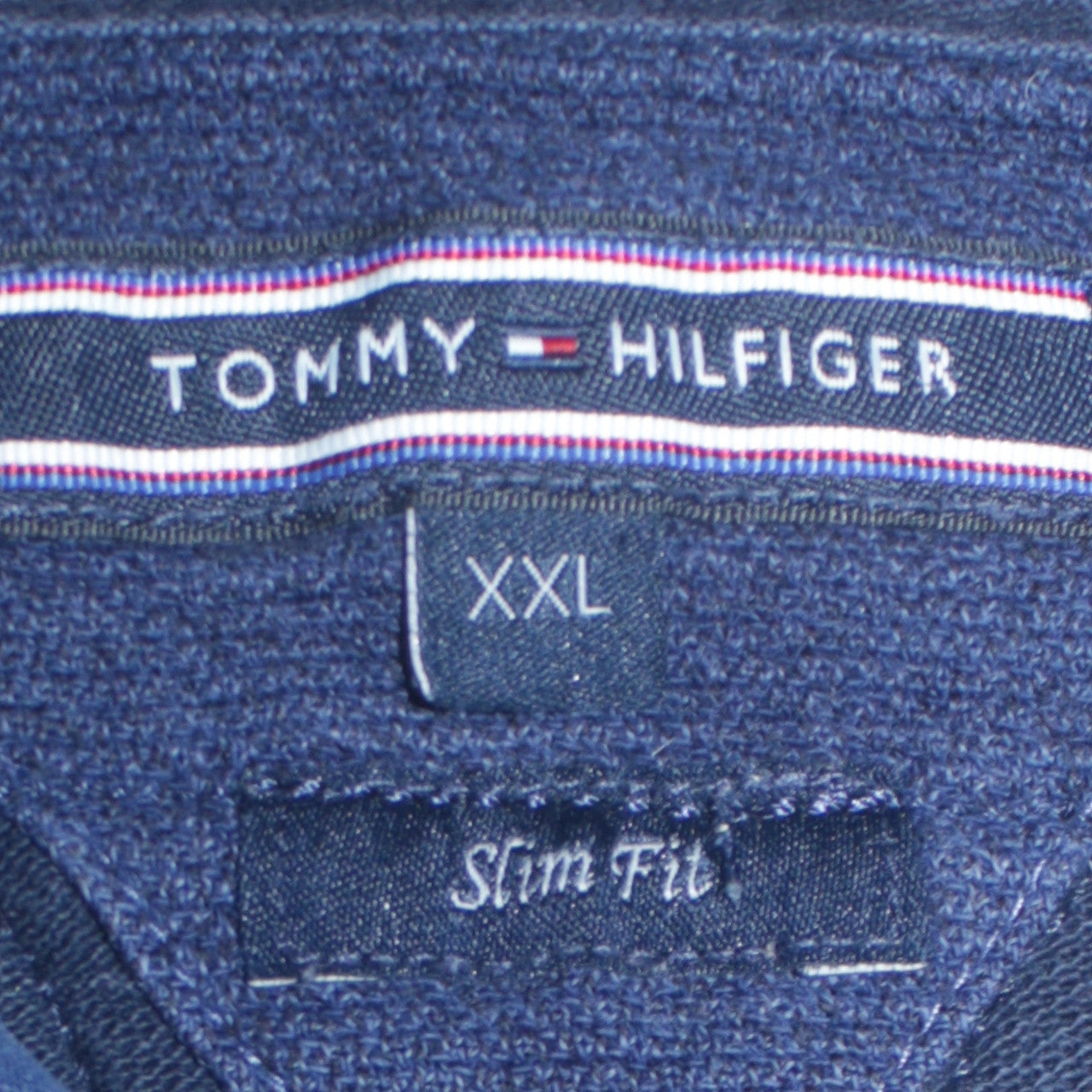 Tommy Hilfiger Men's Blue Slim Fit 2XL Long Sleeve Collared Polo Shirt