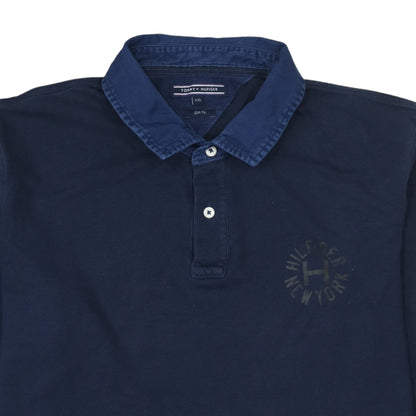 Tommy Hilfiger Men's Blue Slim Fit 2XL Long Sleeve Collared Polo Shirt