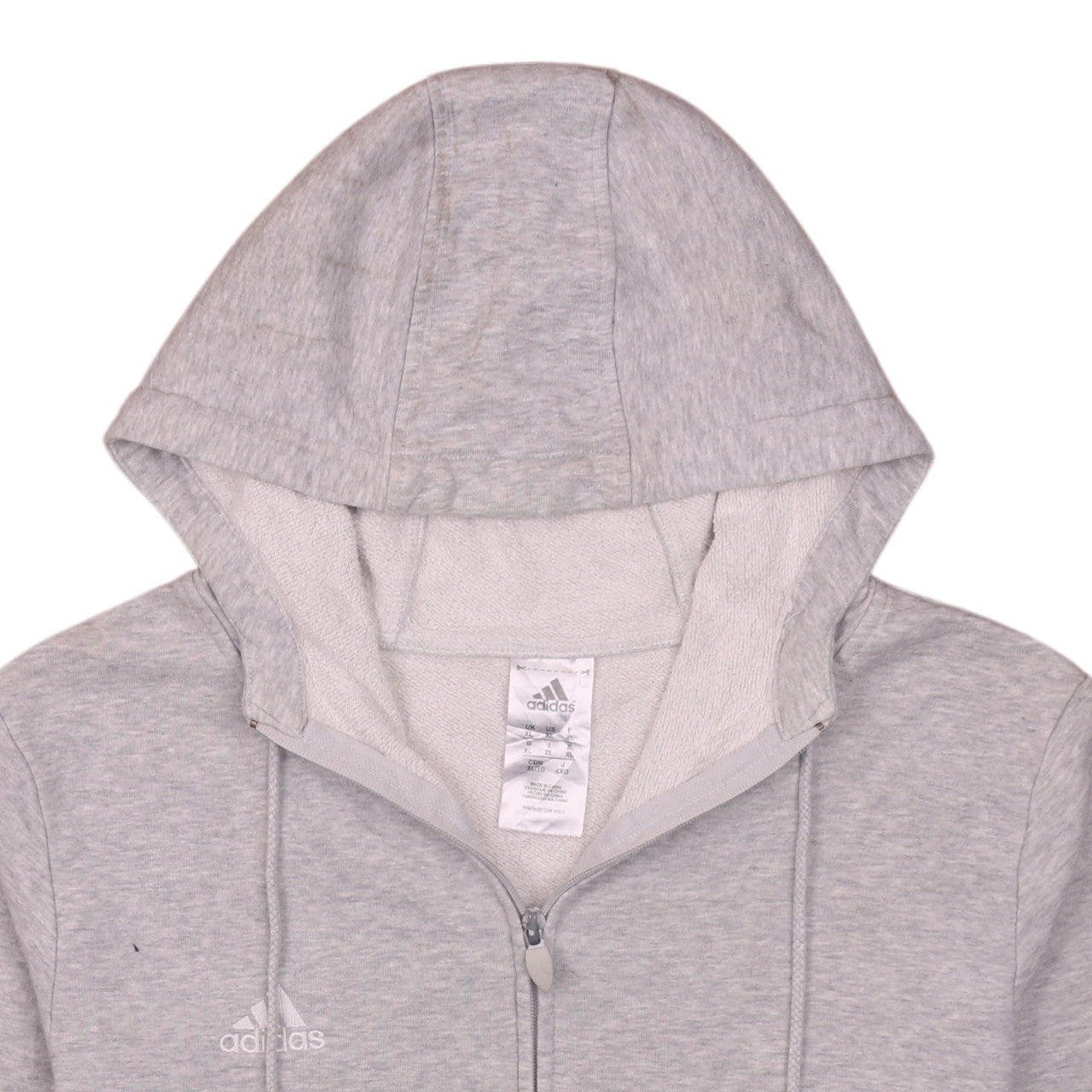 Mens UK Size XL adidas Grey Full Zip Hoodie