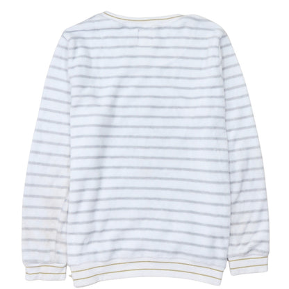 Disney Women’s White Striped Fleece Mickey Mouse Pyjama Top L