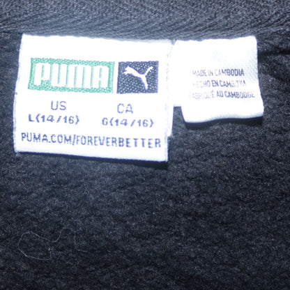 Puma Boys Black Pullover Hoodie 14-16 Years Regular Fit Fleece Sweatshirt
