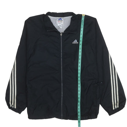 Adidas Mens Black L Windbreaker Zip Jacket Lightweight Sportswear