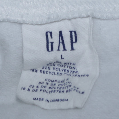 GAP Womens White L Pullover Hoodie Cotton Blend Logo Casual