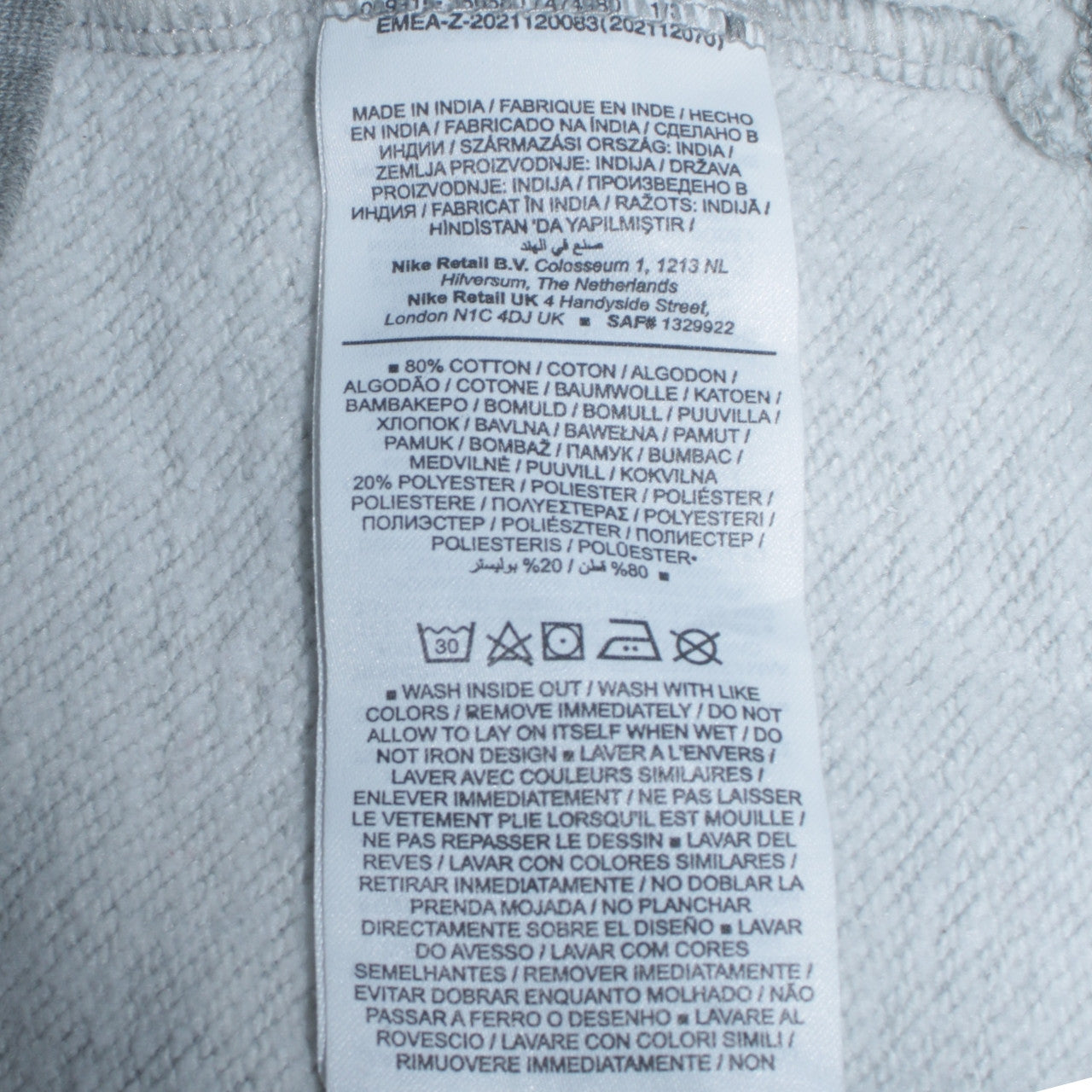 Mens UK Size XS Nike Grey Pullover Sweatshirt