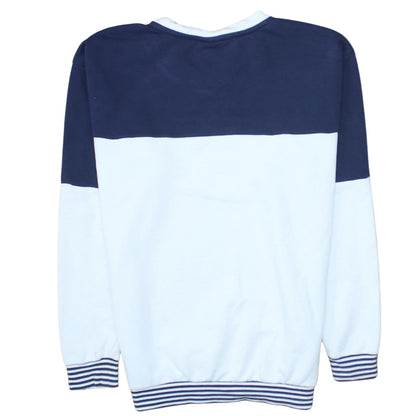 Puma Womens White Blue Size 10 Crew Neck Pullover Sweatshirt