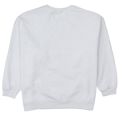 Disney Women White L Mickey Mouse Crew Neck Pullover Sweatshirt