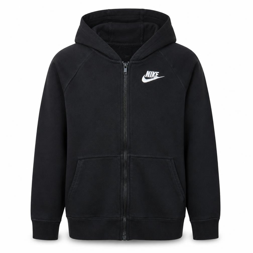 Front view of Nike boys’ black full zip fleece hoodie xl 156-166cm hooded sweatshirt
