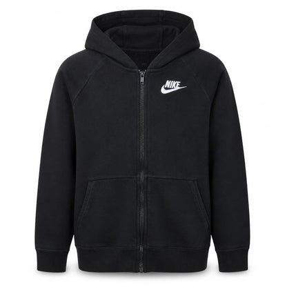 Front view of Nike boys’ black full zip fleece hoodie xl 156-166cm hooded sweatshirt