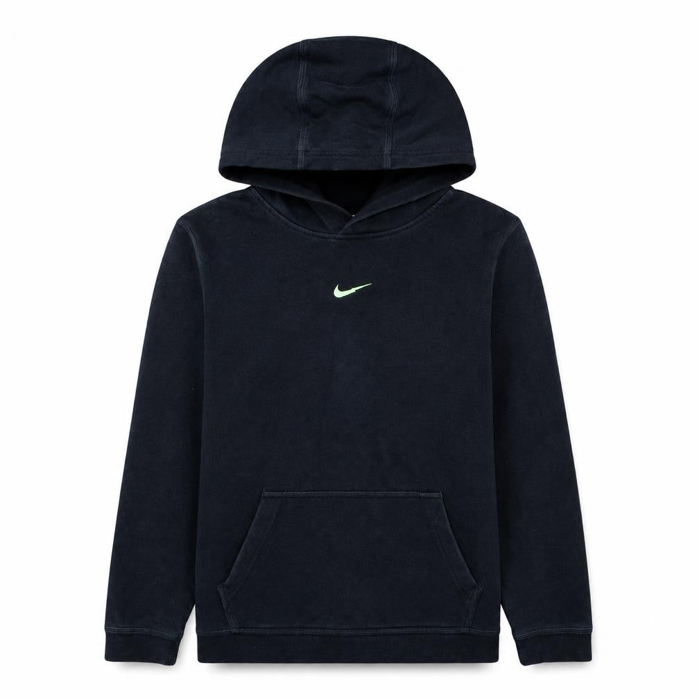 Front view of Nike boys’ black pullover fleece hoodie xl 158-170cm logo sportswear