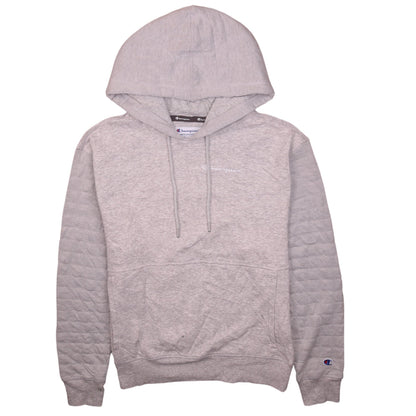 Champion Men's Grey Pullover Hoodie Size S Quilted Sleeve Athletic Style