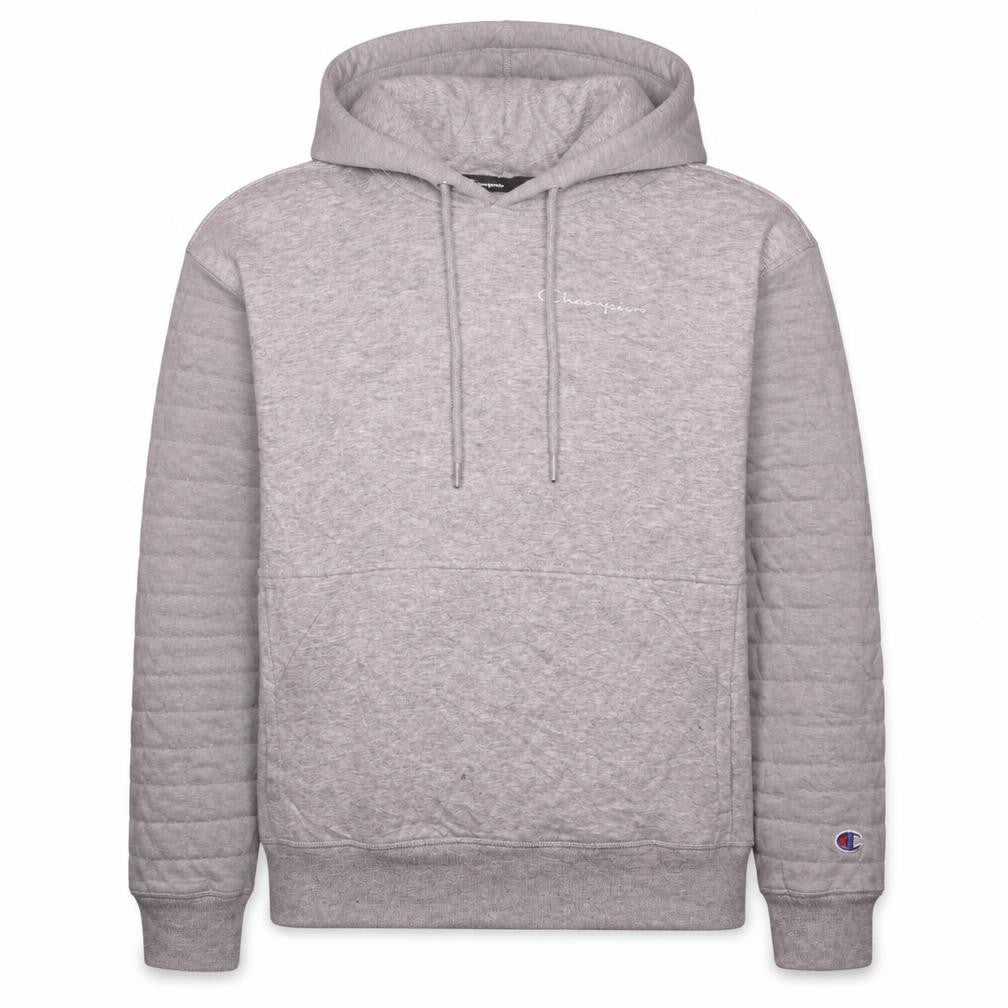 Champion Men's Grey Pullover Hoodie Size S Quilted Sleeve Athletic Style