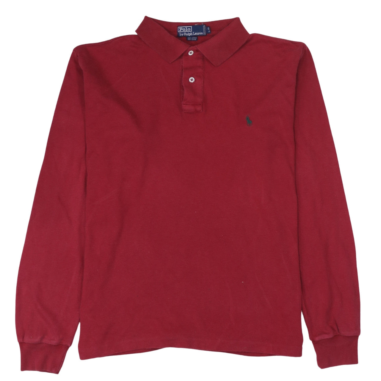 Ralph Lauren Men's Red Cotton Long Sleeve Polo Shirt Size L