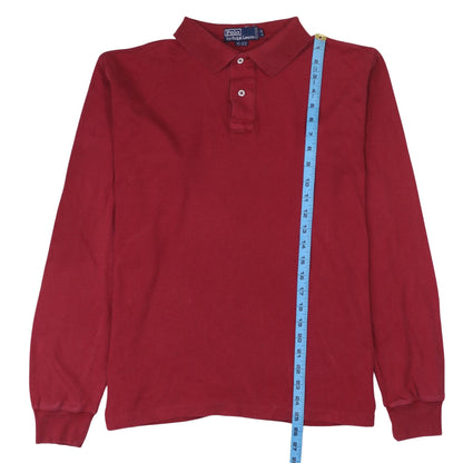 Ralph Lauren Men's Red Cotton Long Sleeve Polo Shirt Size L