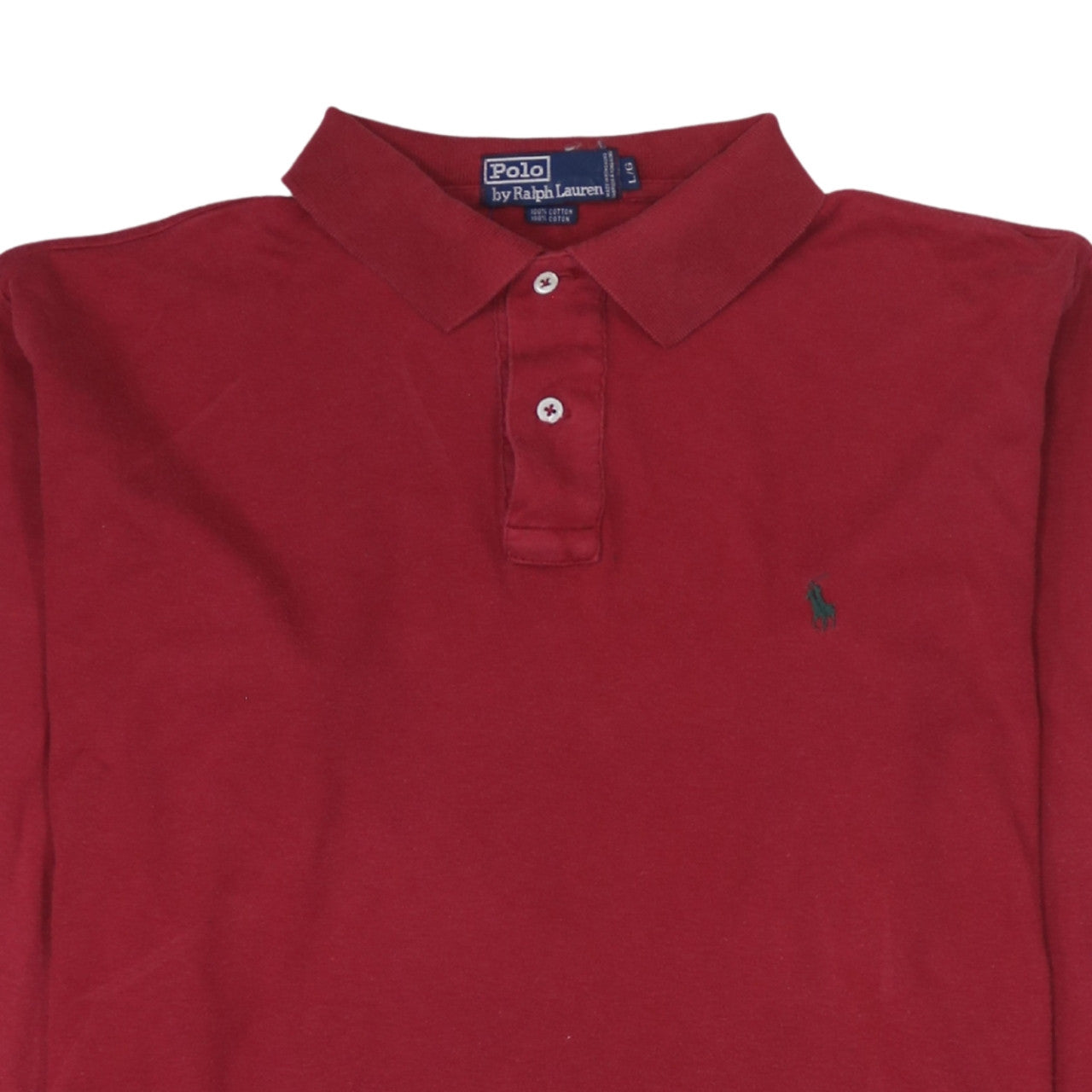 Ralph Lauren Men's Red Cotton Long Sleeve Polo Shirt Size L