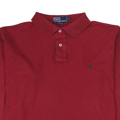 Ralph Lauren Men's Red Cotton Long Sleeve Polo Shirt Size L