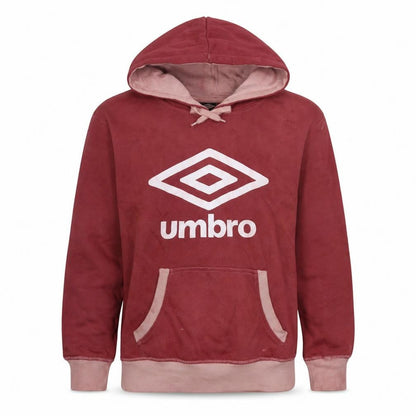 Umbro Men's Red Pullover Hoodie L Fleece Sportswear Sweatshirt
