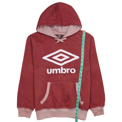 Umbro Men's Red Pullover Hoodie L Fleece Sportswear Sweatshirt