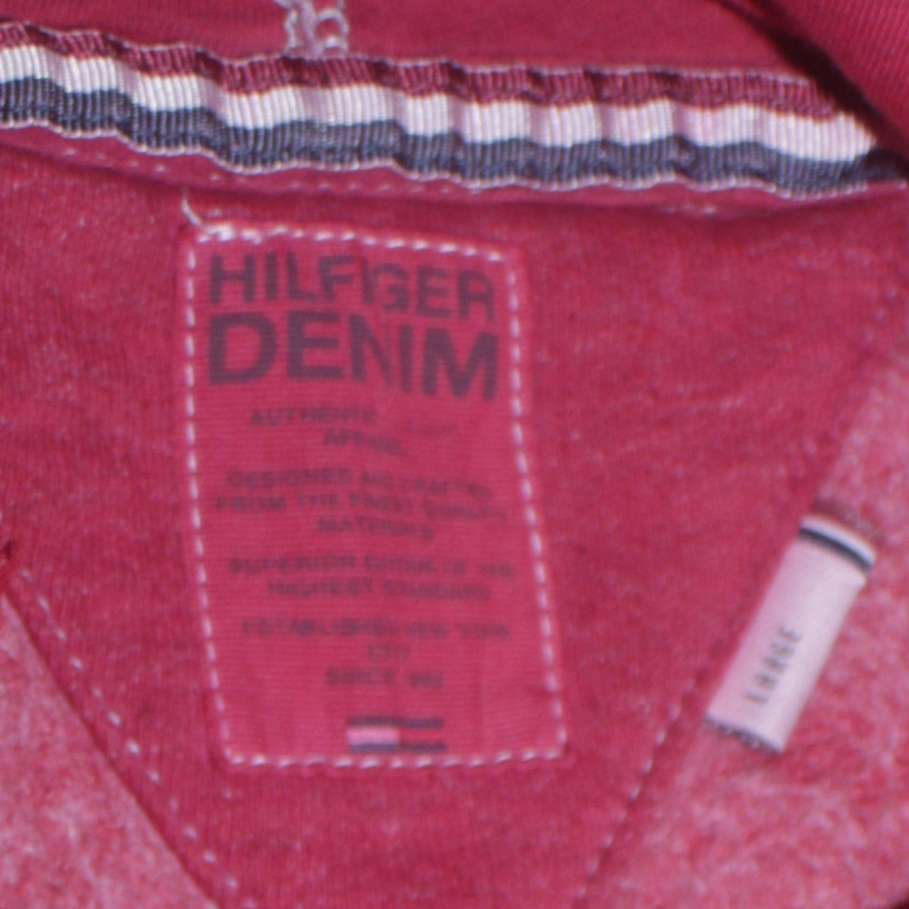 Mens UK Size L Tommy Hilfiger Red Full Zip Hoodie