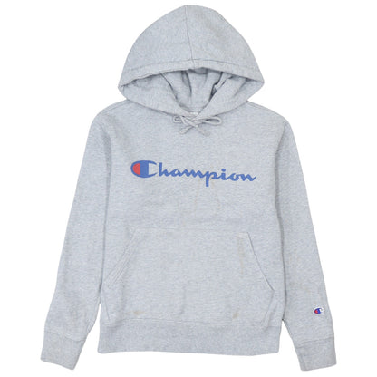 Champion Men's Grey Small Pullover Hoodie with Logo Print