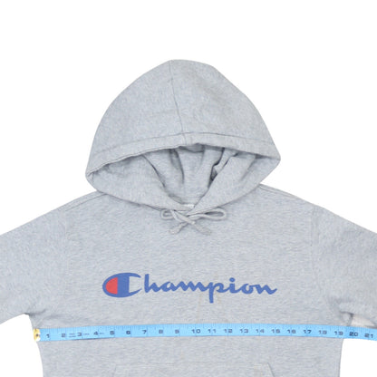 Champion Men's Grey Small Pullover Hoodie with Logo Print