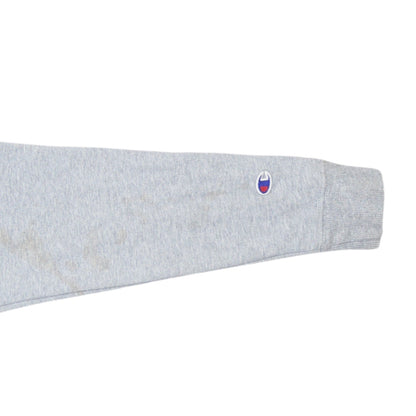Champion Men's Grey Small Pullover Hoodie with Logo Print