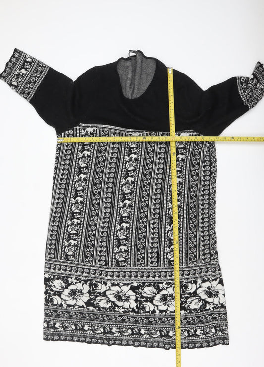 Bonmarché Women’s Black Knit Floral Shift Dress Size L