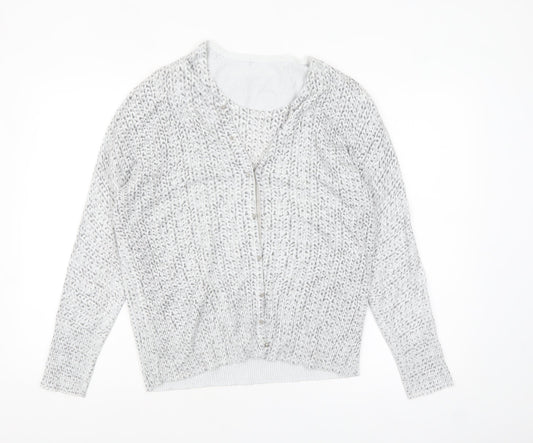 Womens UK Size 12 LEO & UGO Grey Cardigan Jumper