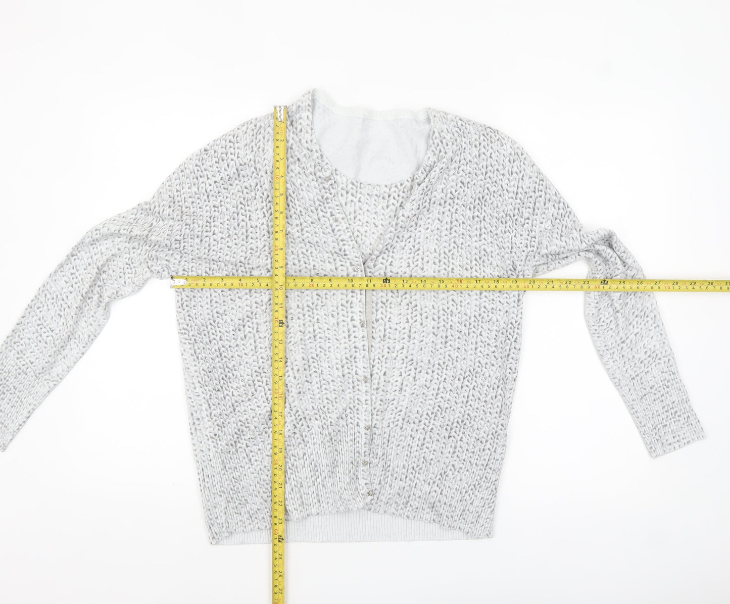 Womens UK Size 12 LEO & UGO Grey Cardigan Jumper
