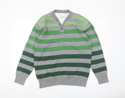 Mens UK Size L NEXT Green Henley Jumper