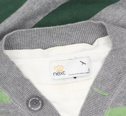 Mens UK Size L NEXT Green Henley Jumper