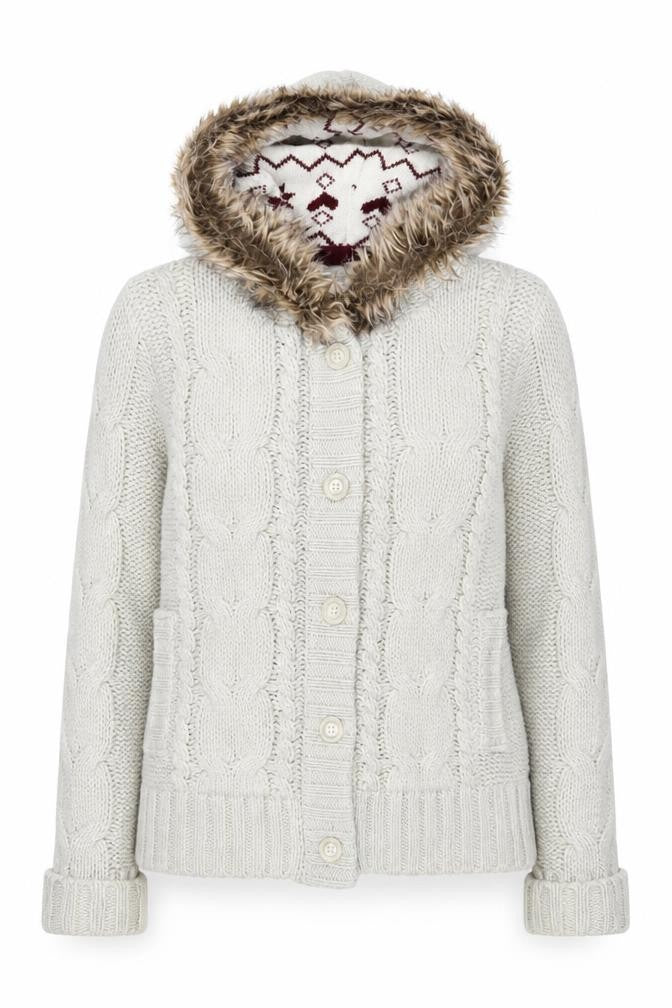 Womens UK Size 14 Hudson & Rose Beige Cardigan Jumper