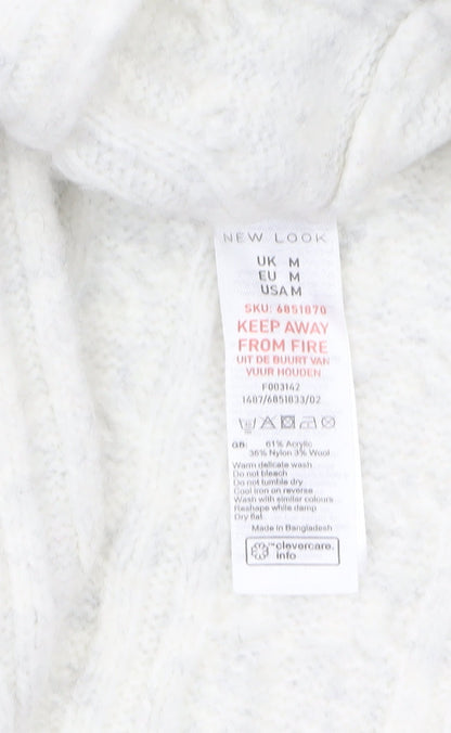 Womens UK Size M New Look White Pullover Jumper