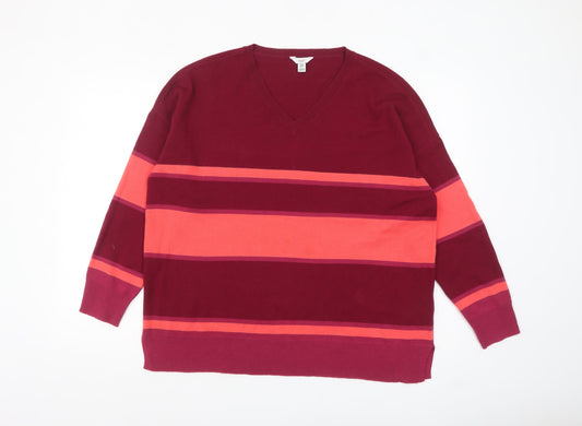 Womens UK Size 16 M&Co Red Pullover Jumper