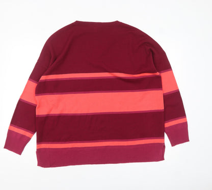 Womens UK Size 16 M&Co Red Pullover Jumper