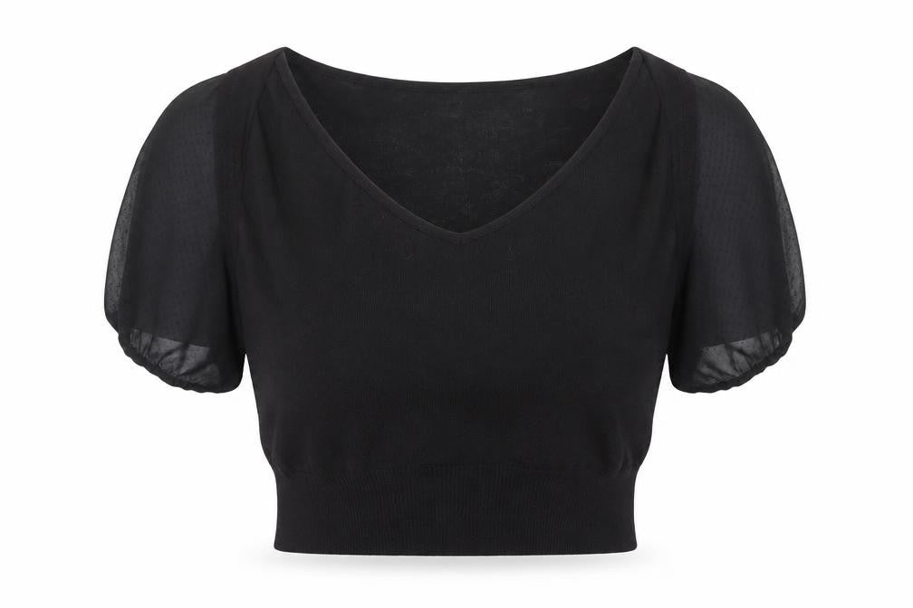 Womens UK Size XL Noa Noa Black Cropped Blouse