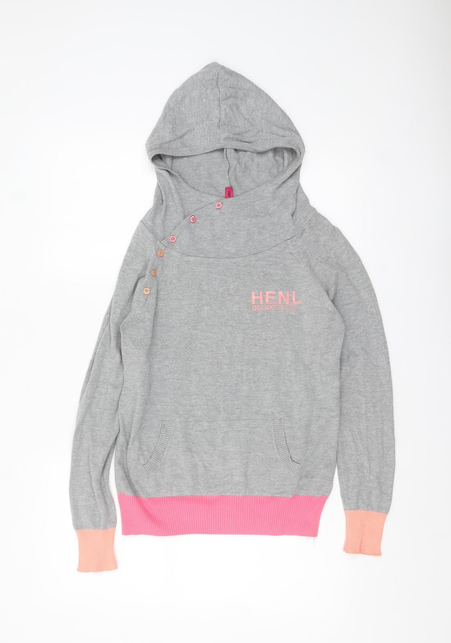 Womens UK Size S Henleys Grey Pullover Jumper