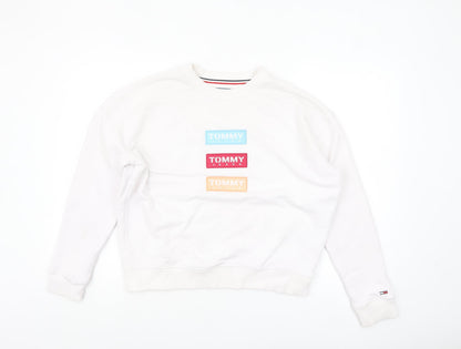 Womens UK Size S Tommy Jeans White Pullover Sweatshirt