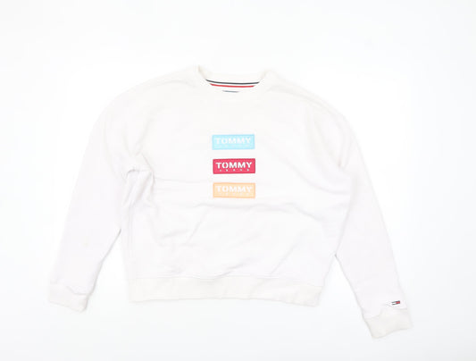 Womens UK Size S Tommy Jeans White Pullover Sweatshirt