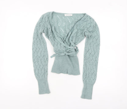 Womens UK Size 8 Topshop Green Wrap Jumper