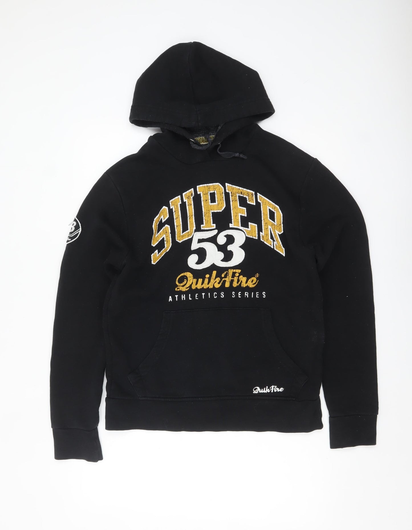 Mens UK Size S QuikFire Black Pullover Hoodie