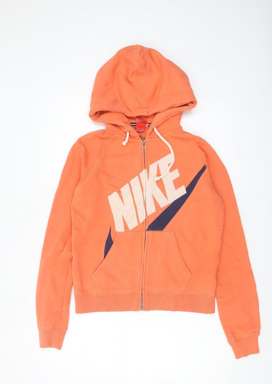 Womens UK Size S Nike Orange Full Zip Hoodie