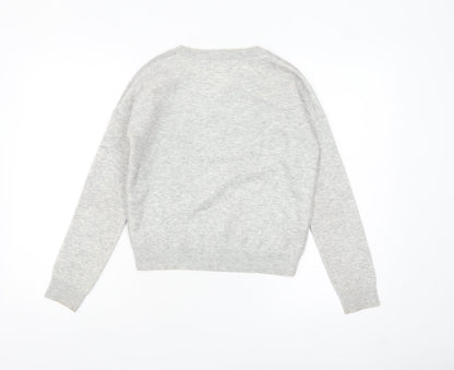 La Chapelle Women’s Grey Bird Print Crew Neck Jumper Size 8