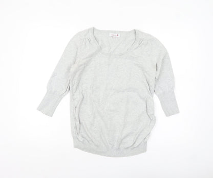 Red Herring Maternity Grey Scoop Neck Cotton Jumper Size 10