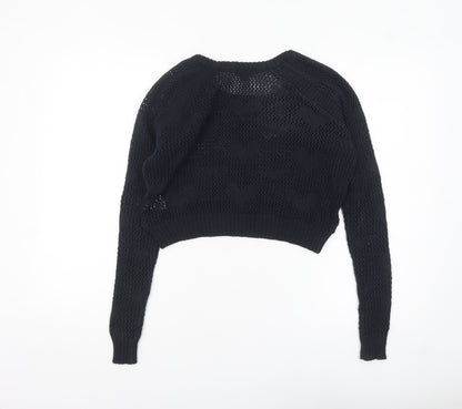 River Island Women's Black Open-Knit Pullover Jumper Size 6